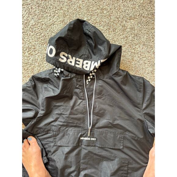 MEMBERS ONLY  1/2 zip Jacket/coat size Lg, Black; Windbreaker, Pullover, Hooded - Picture 6 of 11